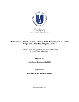 Paleostress and Remote Sensing Analysis of Brittle Fractures from the Eastern Margin of the Dead Sea Transform, Jordan”