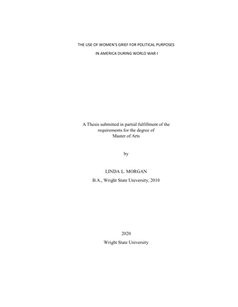 A Thesis Submitted in Partial Fulfillment of the Requirements for the Degree of Master of Arts