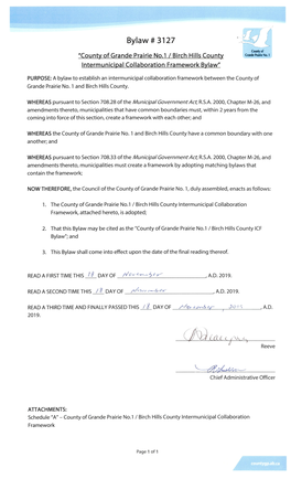 Birch Hills County Grandepairieno.1 Intermunicipal Collaboration Framework Bylaw