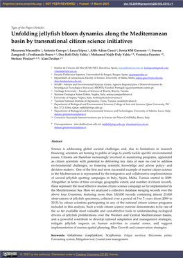 Unfolding Jellyfish Bloom Dynamics Along the Mediterranean Basin by Transnational Citizen Science Initiatives