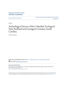 Archeological Survey of the Columbia Zoological Park, Richland and Lexington Counties, South Carolina Thomas M