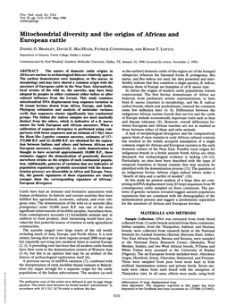 Mitochondrial Diversity and the Origins of African and European Cattle DANIEL G