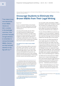 Encourage Students to Eliminate the Brown M&Ms from Their Legal Writing