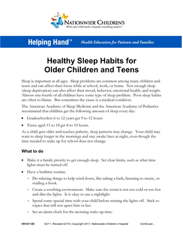 Healthy Sleep Habits for Older Children and Teens