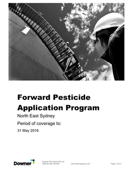 Forward Pesticide Application Program North East Sydney Period of Coverage To: 31 May 2016