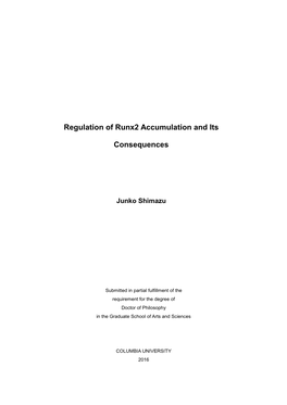 Regulation of Runx2 Accumulation and Its Consequences