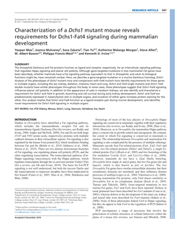 Characterization of a Dchs1 Mutant Mouse Reveals Requirements For