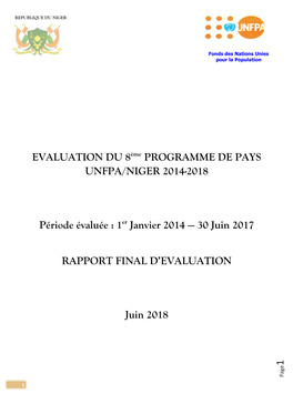 1 EVALUATION DU 8Ème PROGRAMME DE PAYS UNFPA