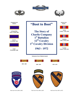 Charlie Company, 1St Battalion, 12Th Cavalry, 1St Cavalry Division, Who Gave Their Lives While Assigned to C Company from February, 1963 to June, 1972