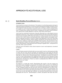 Approach to Acute Visual Loss