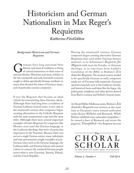 Historicism and German Nationalism in Max Reger's Requiems