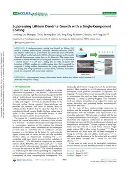 Suppressing Lithium Dendrite Growth with a Single-Component Coating