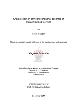 Characterization of the Mitochondrial Genomes of Diuraphis Noxia Biotypes