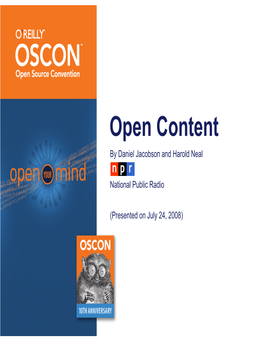 Open Content by Daniel Jacobson and Harold Neal