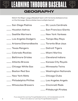 Learning Through Baseball Geography