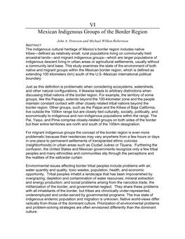 VI Mexican Indigenous Groups of the Border Region