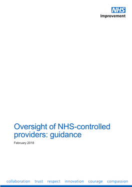 Oversight of NHS-Controlled Providers: Guidance February 2018