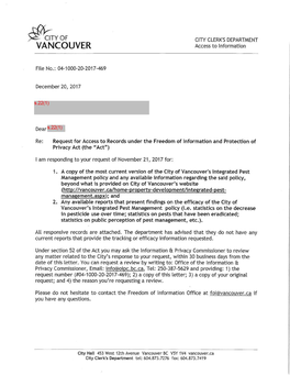 YOF CITY CLERK's DEPARTMENT VANCOUVER Access to Information