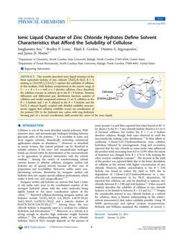 Ionic Liquid Character of Zinc Chloride Hydrates Define Solvent