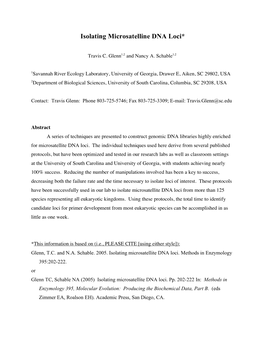 Isolating Microsatelline DNA Loci*