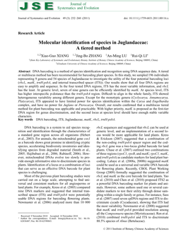 Molecular Identification of Species in Juglandaceae: a Tiered Method