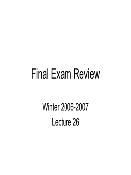 Final Exam Review