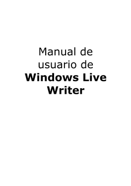 Manual De Usuario De Windows Live Writer