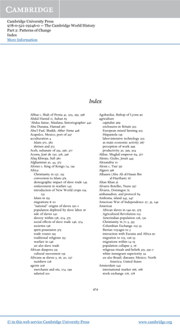 Cambridge University Press 978-0-521-19246-0 — the Cambridge World History Part 2: Patterns of Change Index More Information