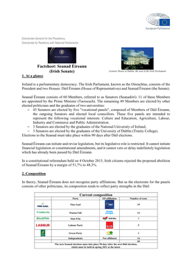 Factsheet: Seanad Éireann (Irish Senate)