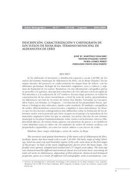 Descripción, Caracterización Y Cartografía De Los Suelos De Rioja Baja: Término Municipal De Aldeanueva De Ebro