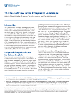 The Role of Flow in the Everglades Landscape1 Holly E