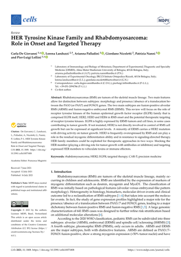 HER Tyrosine Kinase Family and Rhabdomyosarcoma: Role in Onset and Targeted Therapy