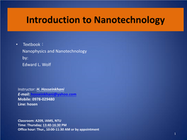 Introduction to Nanotechnology