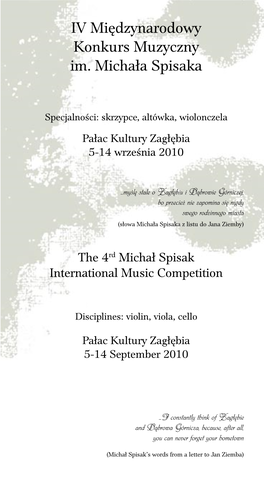 IV Międzynarodowy Konkurs Muzyczny Im. Michała Spisaka