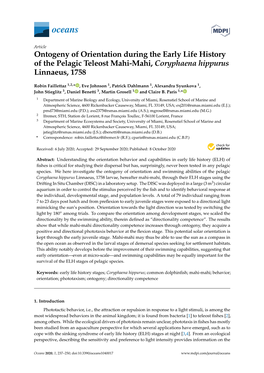 Ontogeny of Orientation During the Early Life History of the Pelagic Teleost Mahi-Mahi, Coryphaena Hippurus Linnaeus, 1758