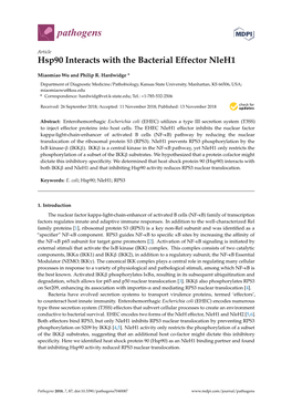 Hsp90 Interacts with the Bacterial Effector Nleh1