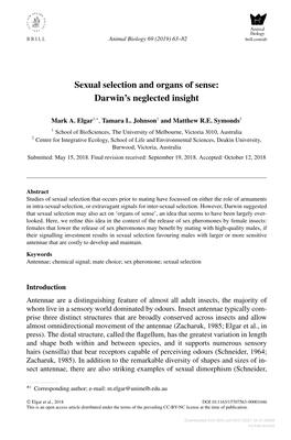 Sexual Selection and Organs of Sense: Darwin's Neglected