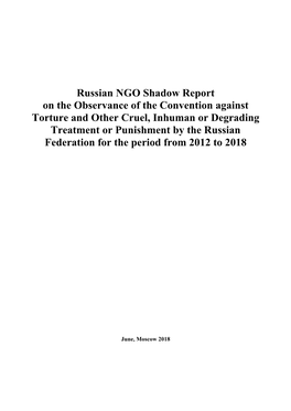 Russian NGO Shadow Report on the Observance of the Convention