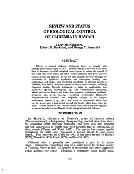 Review and Status of Biological Control of Clidemia in Hawaici