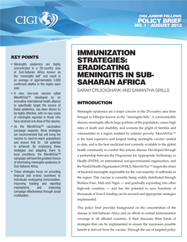 Immunization Strategies: Eradicating Meningitis in Sub-Saharan Africa