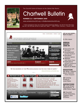 Chartwell Bulletin NUMBER 21 • SEPTEMBER 2009 ® • Info@Winstonchurchill.Org