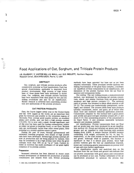 Food Applications of Oat, Sorghum, and Triticale Protein Products