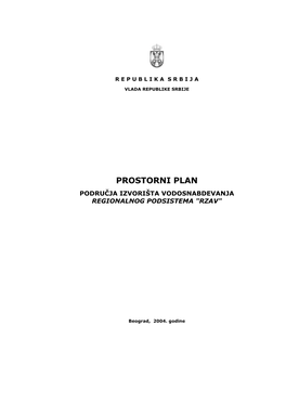 Prostorni Plan Područja Izvorišta Vodosnabdevanja Regionalnog Podsistema 