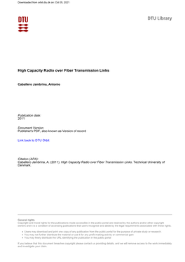 High Capacity Radio Over Fiber Transmission Links