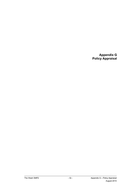 The Wash SMP2 - Gi - Appendix G – Policy Appraisal August 2010