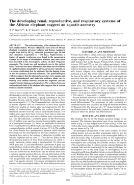 The Developing Renal, Reproductive, and Respiratory Systems of the African Elephant Suggest an Aquatic Ancestry