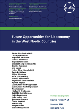 Future Opportunities for Bioeconomy in the West Nordic Countries