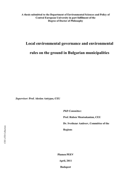 A Thesis Submitted to the Central European University, Department Of