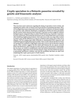 Cryptic Speciation in a Holarctic Passerine Revealed by Genetic and Bioacoustic Analyses