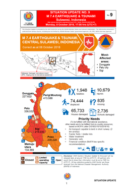 Situation Update No. 9 M 7.4 Earthquake & Tsunami